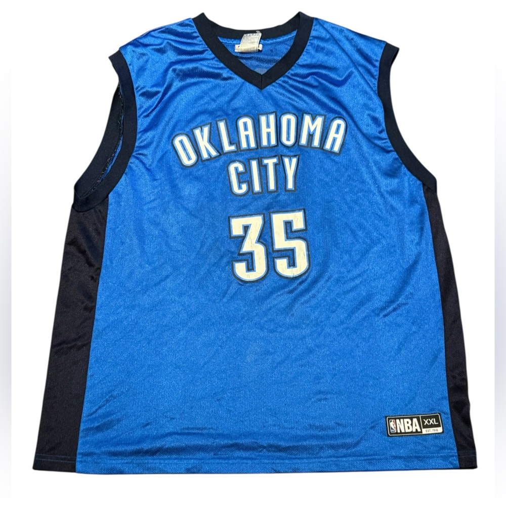 NBA Oklahoma City Thunder Blue and Black Jersey #35 Kevin Durant Adult XXL